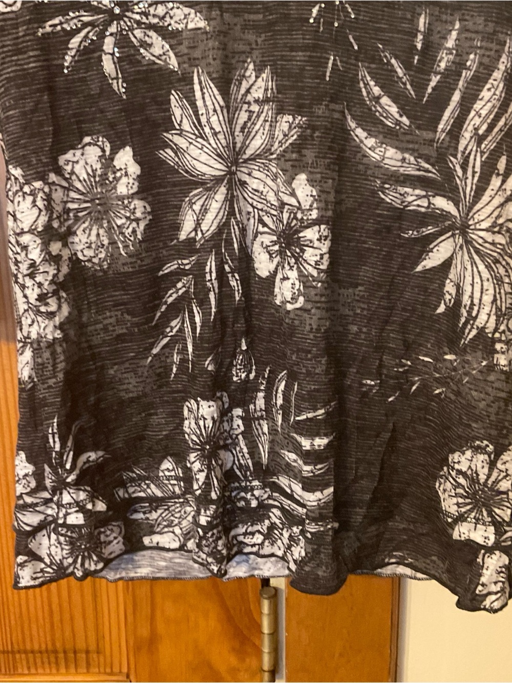 David Cline Black Shirt with White Floral Pattern